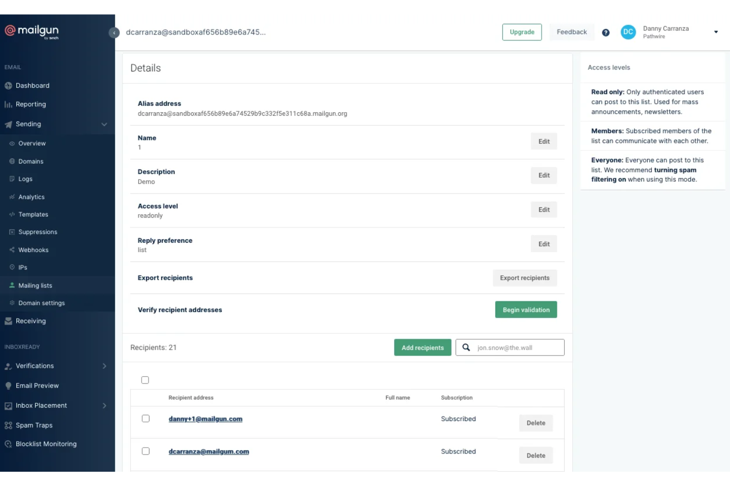 Mailgun screenshot - 10 Mejores Alternativas a AWeber Revisadas en 2026