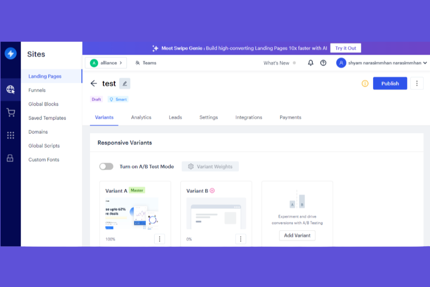 Swipe Pages screenshot - 10 Mejores Herramientas de Optimización de Páginas de Destino Analizadas en 2026