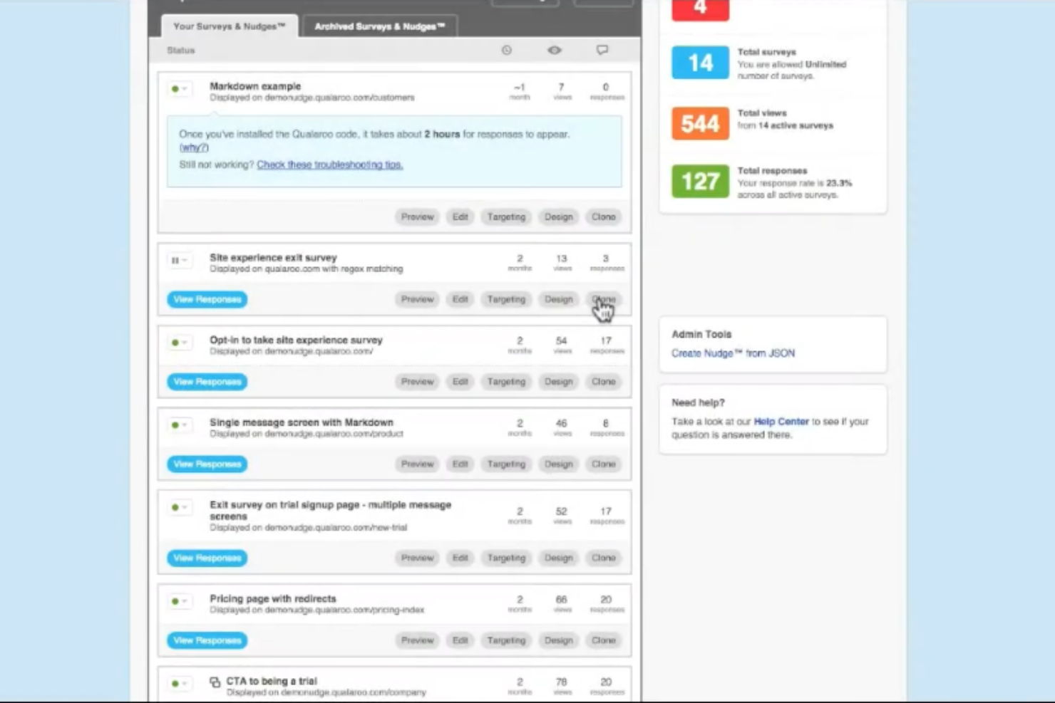 Qualaroo screenshot - 10 migliori strumenti per l’ottimizzazione delle landing page recensiti nel 2026