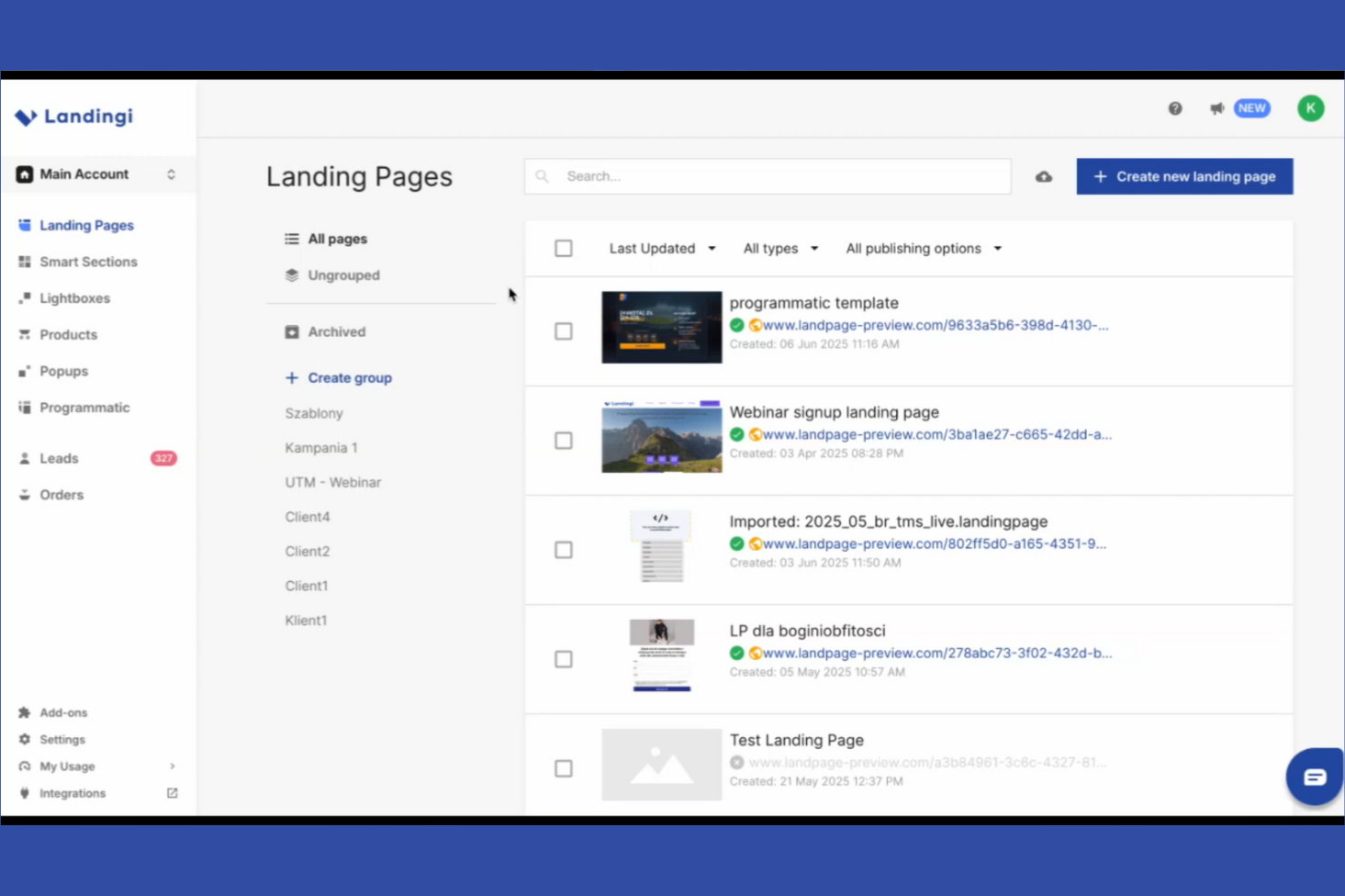 Landingi screenshot - 10 migliori strumenti per l’ottimizzazione delle landing page recensiti nel 2026