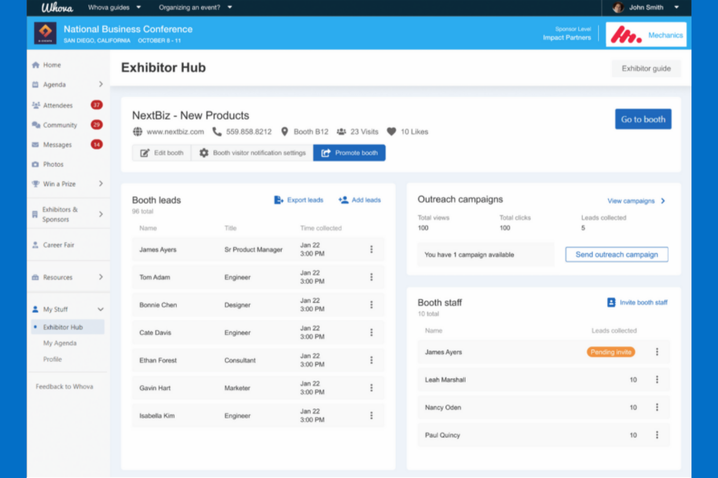 Whova screenshot - Le 10 migliori app per la raccolta lead in fiera recensite nel 2026