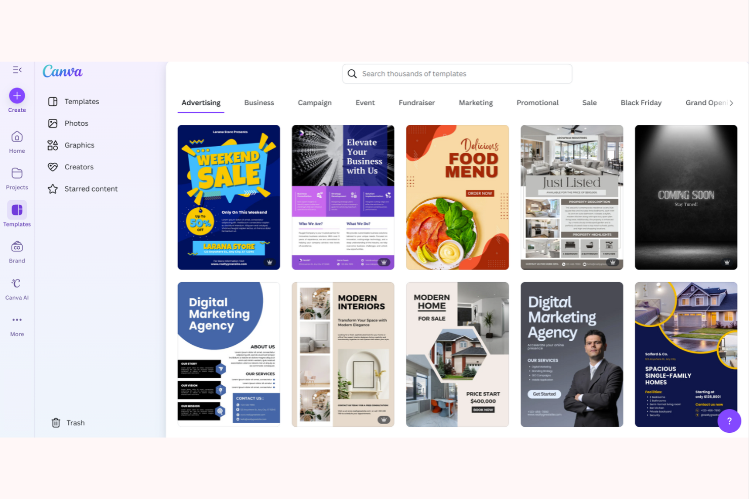 Canva screenshot - 10 Mejores Herramientas de IA para Anuncios de Facebook Analizadas en 2026