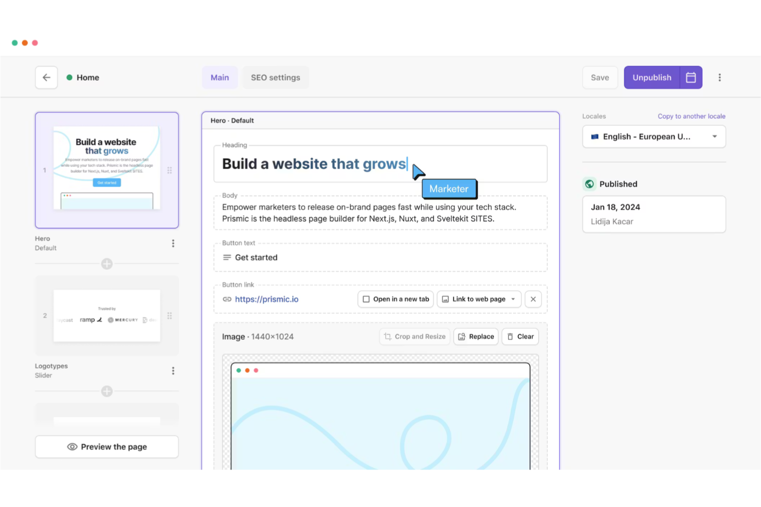 Prismic screenshot - 9 Migliori CMS Headless Recensiti nel 2026