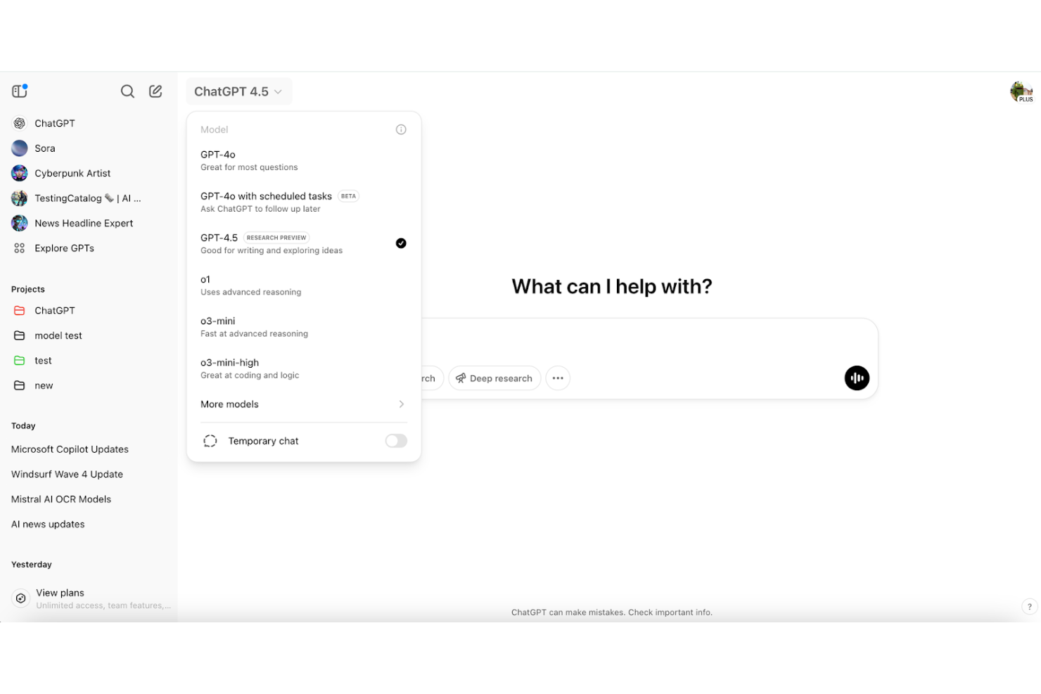 ChatGPT screenshot - 10 migliori alternative a Jasper AI recensite nel 2026