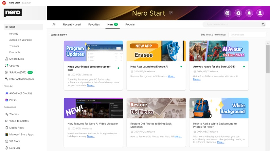 Nero AI Video Upscaler screenshot - 10 migliori software di montaggio video recensiti nel 2026
