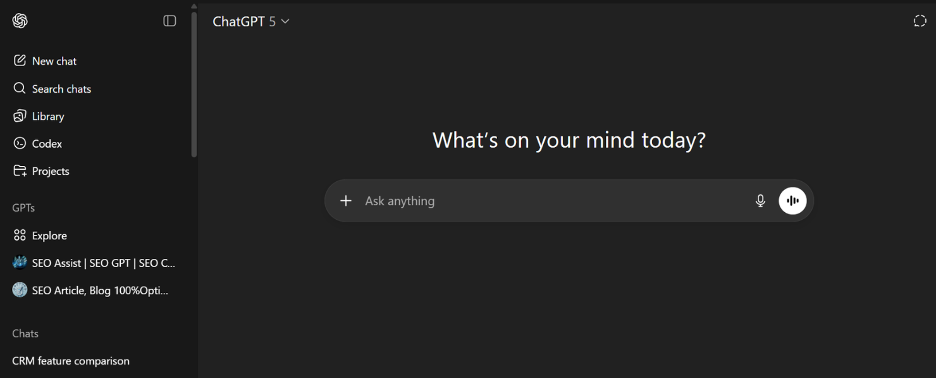 ChatGPT screenshot - 10 migliori software di scrittura AI recensiti nel 2026