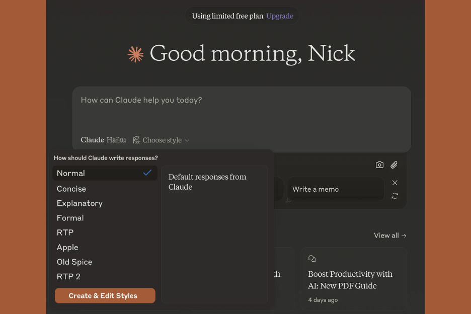 Claude screenshot - 10 migliori software di scrittura AI recensiti nel 2026
