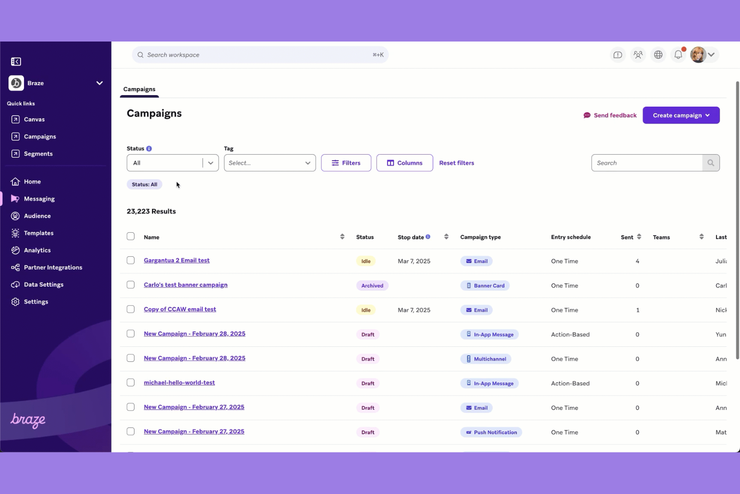 Braze screenshot - 10 Migliori strumenti di marketing dei contenuti IA recensiti nel 2026