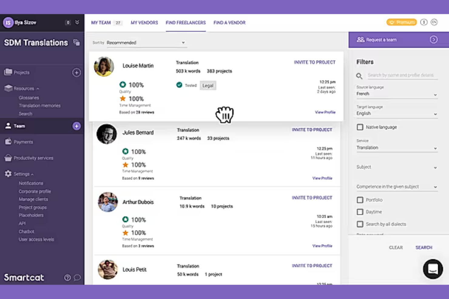 Smartcat screenshot - 10 Migliori strumenti di marketing dei contenuti IA recensiti nel 2026