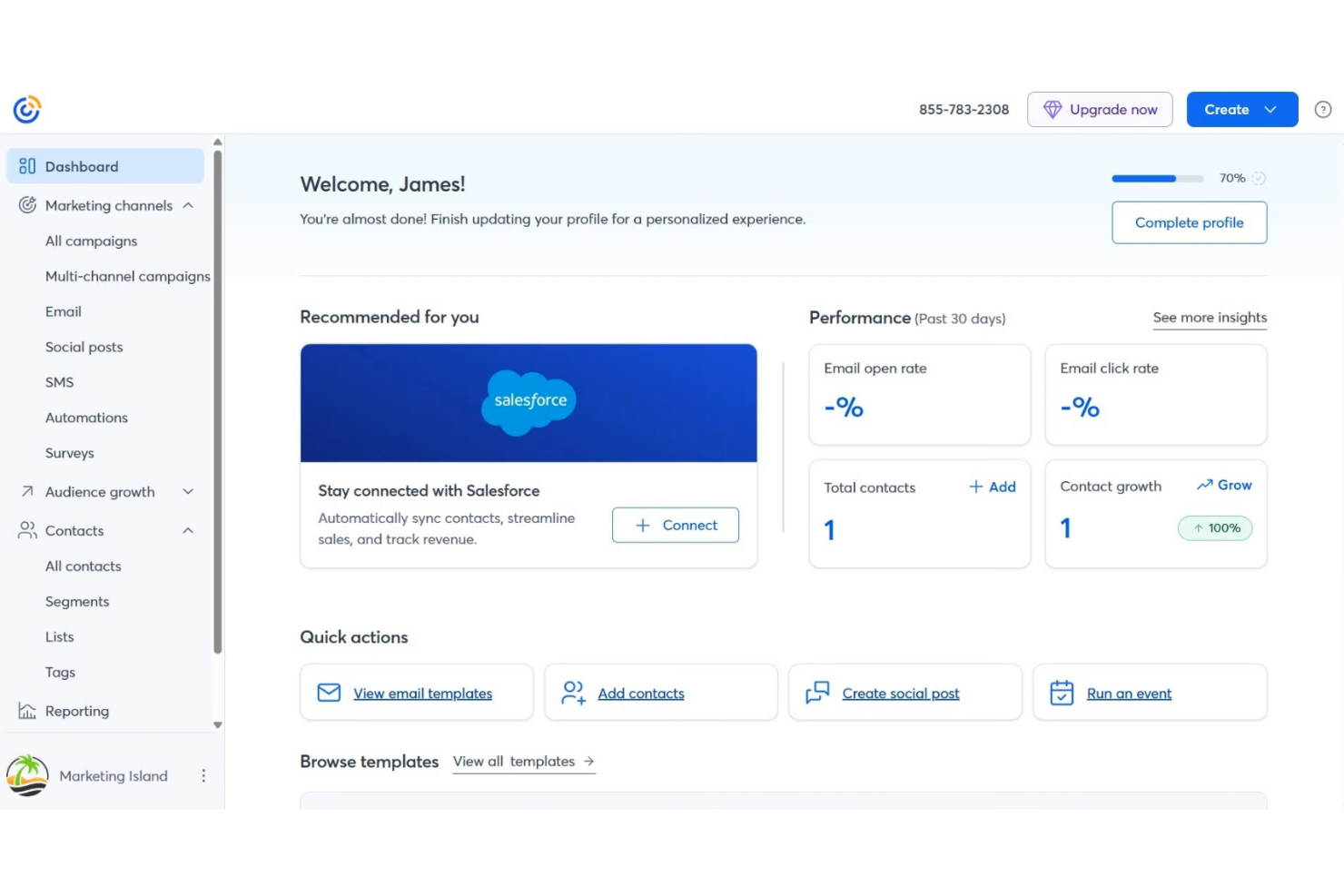 Constant Contact screenshot - 10 migliori alternative a Brevo recensite nel 2026
