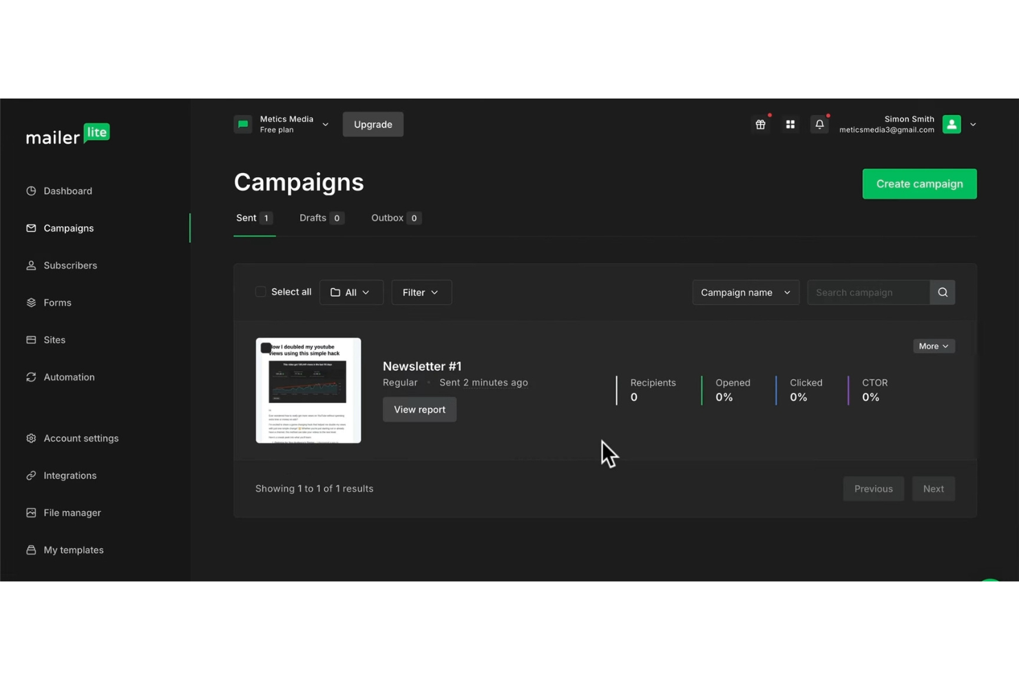 MailerLite screenshot - 1 Mejores Alternativas a Brevo Analizadas en 2026