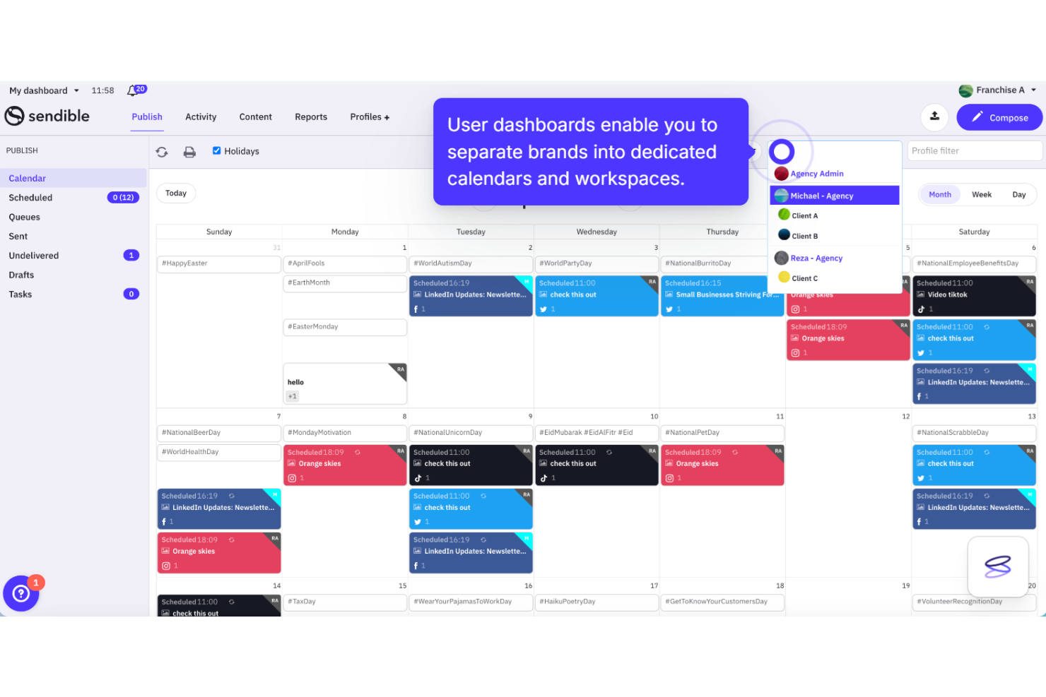 Sendible screenshot - 10 Migliori Strumenti Gratuiti di Social Listening Recensiti nel 2026