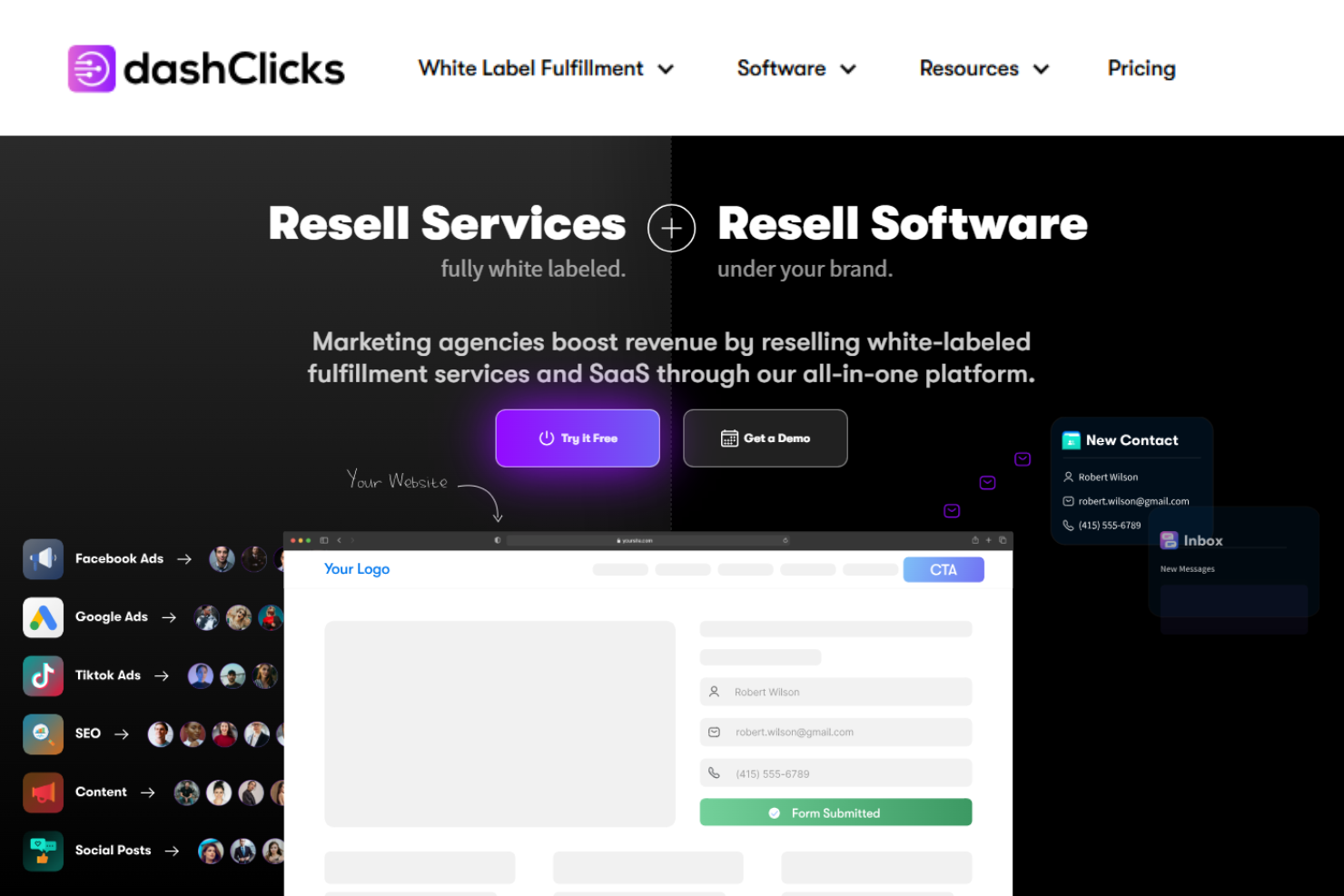 DashClicks screenshot - 10 Migliori Agenzie di Content Marketing SaaS Recensite nel 2026