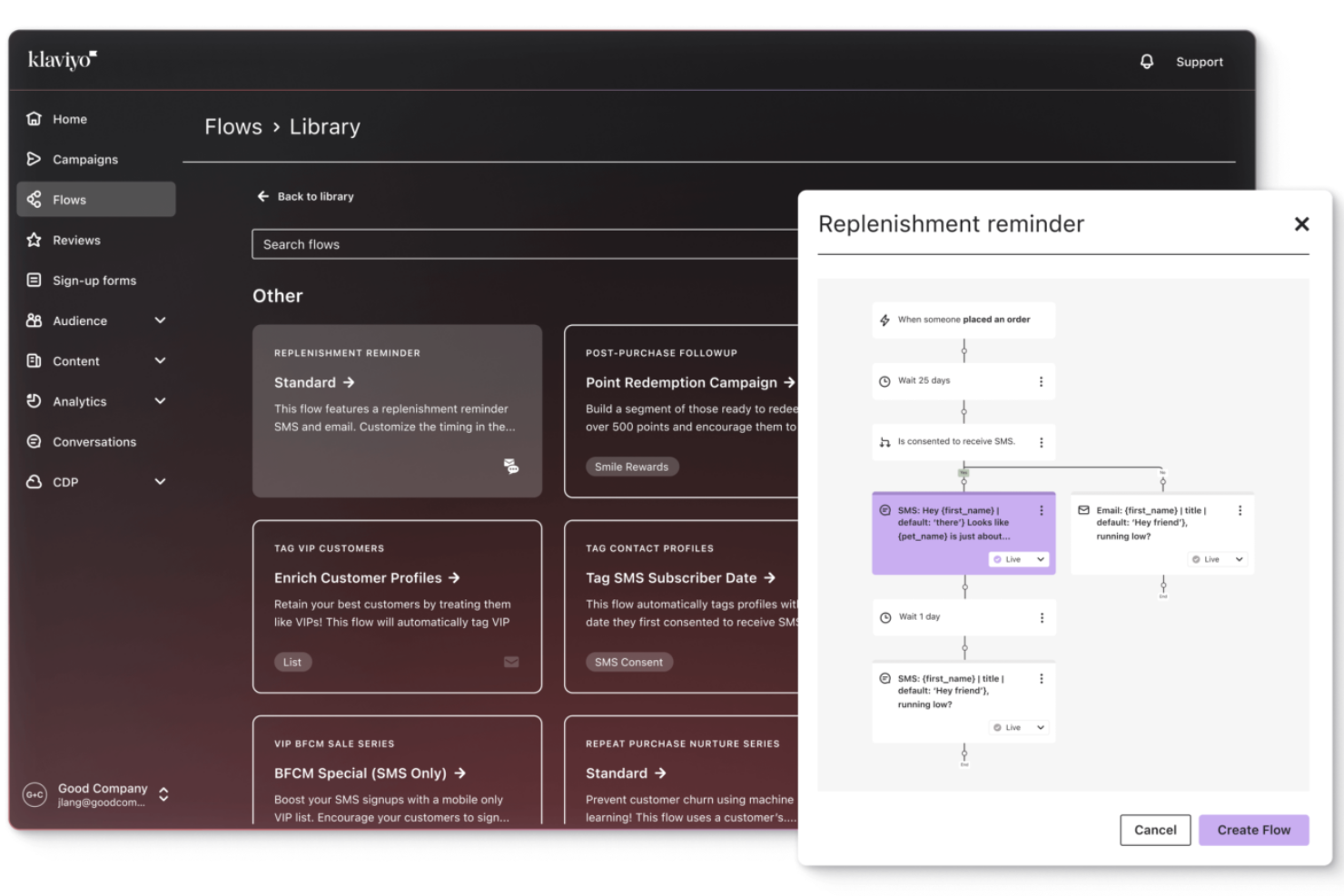 Klaviyo screenshot - 10 mejores programas de email marketing para organizaciones sin fines de lucro en 2026