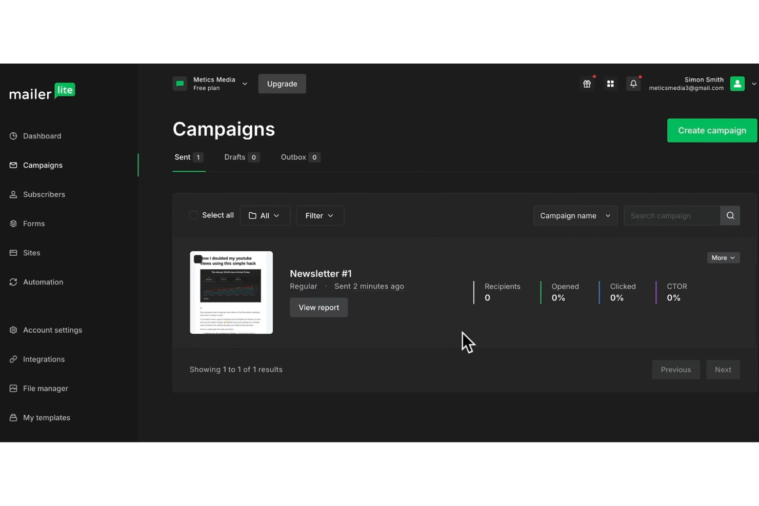 MailerLite screenshot - 10 Migliori soluzioni di email marketing per organizzazioni non profit nel 2026