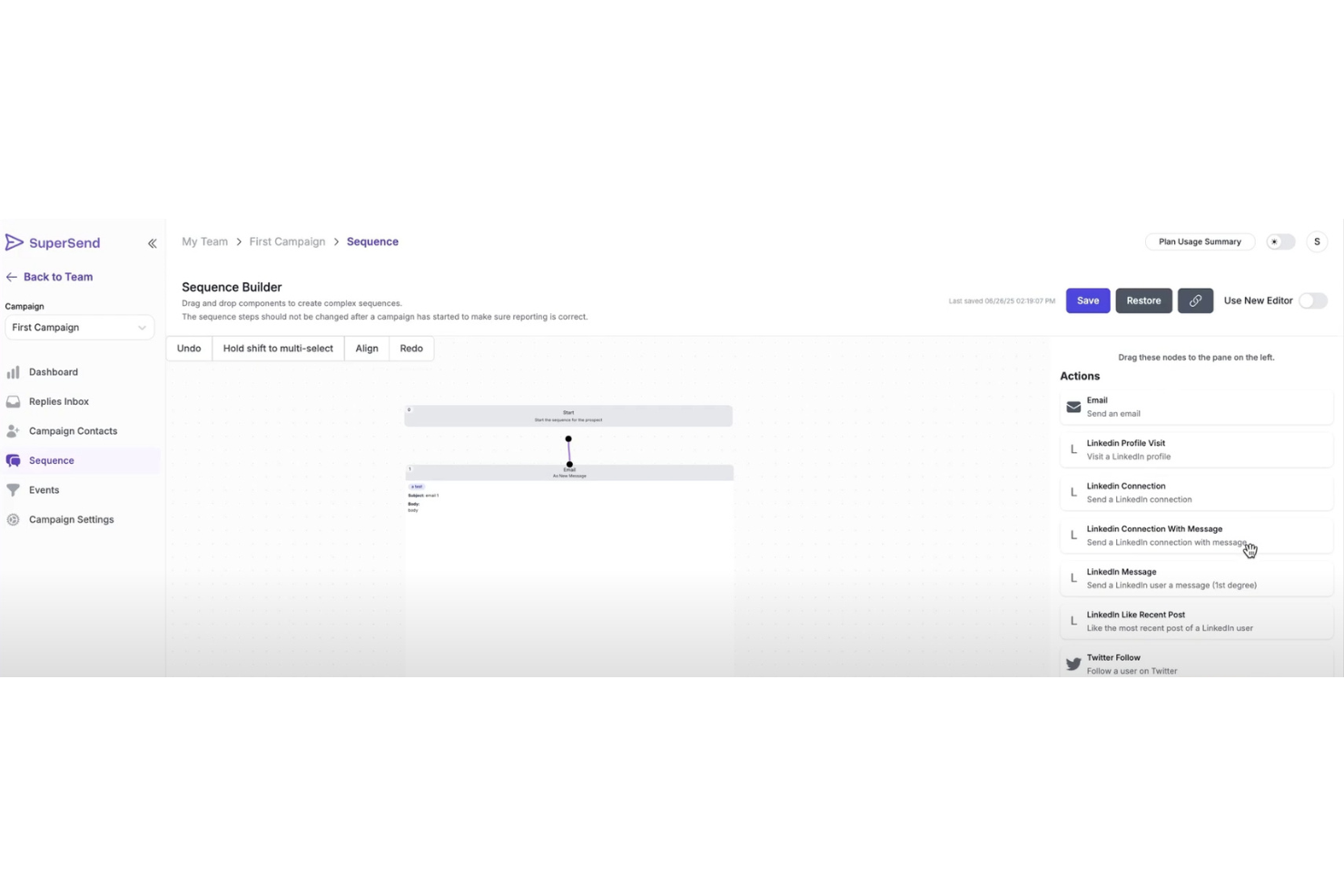 Super Send screenshot - 10 Migliori Software per Email Marketing a Freddo Recensiti nel 2026