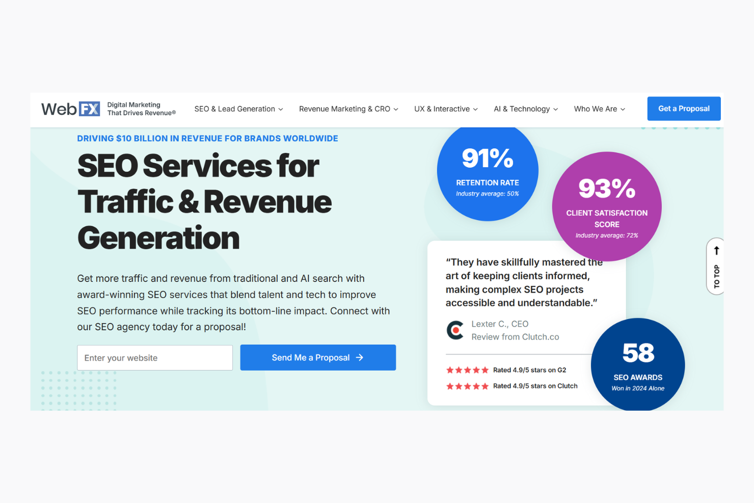 WebFX screenshot - 1 Mejores Agencias de Marketing SEO Analizadas en 2026