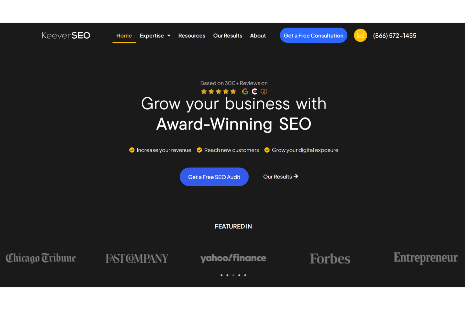 Keever SEO screenshot - 10 Migliori Agenzie di Marketing SEO Recensite nel 2026