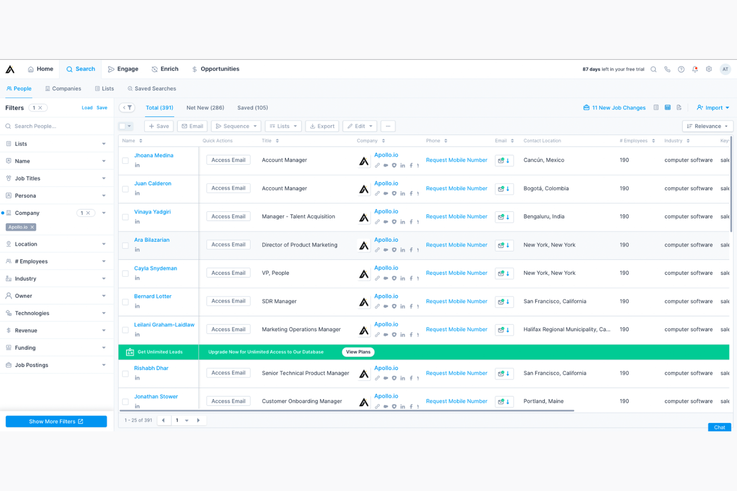 Apollo screenshot - 1 Mejores Software de Marketing de Contenidos B2B Analizados en 2026
