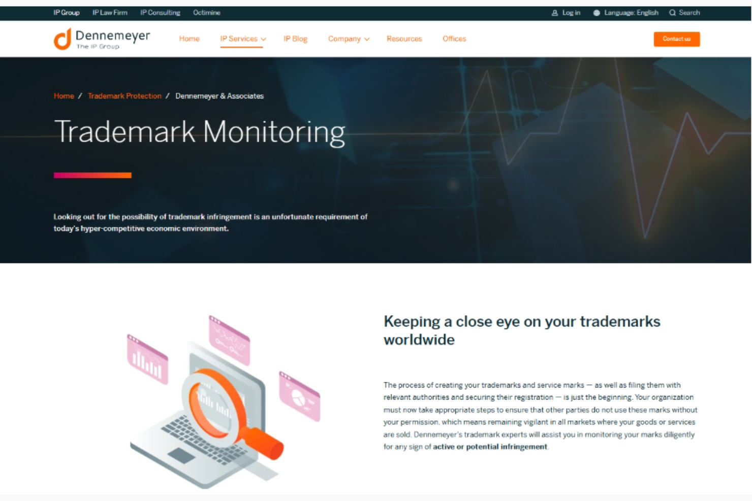 Dennemeyer screenshot - 10 Mejores Servicios de Monitoreo de Marcas Registradas Revisados en 2026