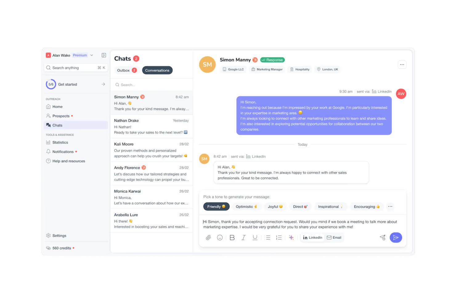 Andsend screenshot - 10 Migliori Strumenti Gratuiti di IA per il Marketing Recensiti nel 2026