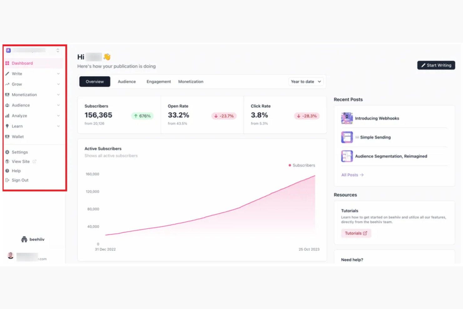 Beehiiv screenshot - 1 Migliori Strumenti di Email Marketing con Intelligenza Artificiale Recensiti nel 2026