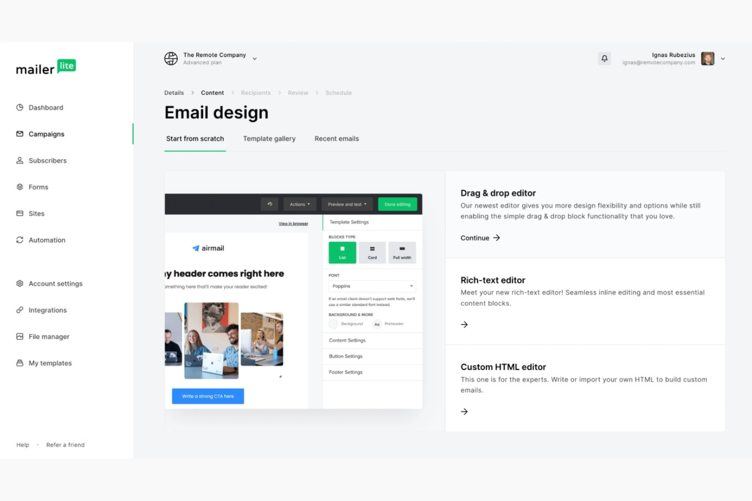 MailerLite screenshot - 10 migliori soluzioni di invio email di massa recensite nel 2026