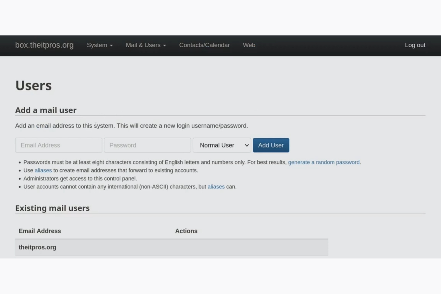 Mail-in-a-Box screenshot - 10 Mejores Software de Email Marketing Autoalojados en 2026