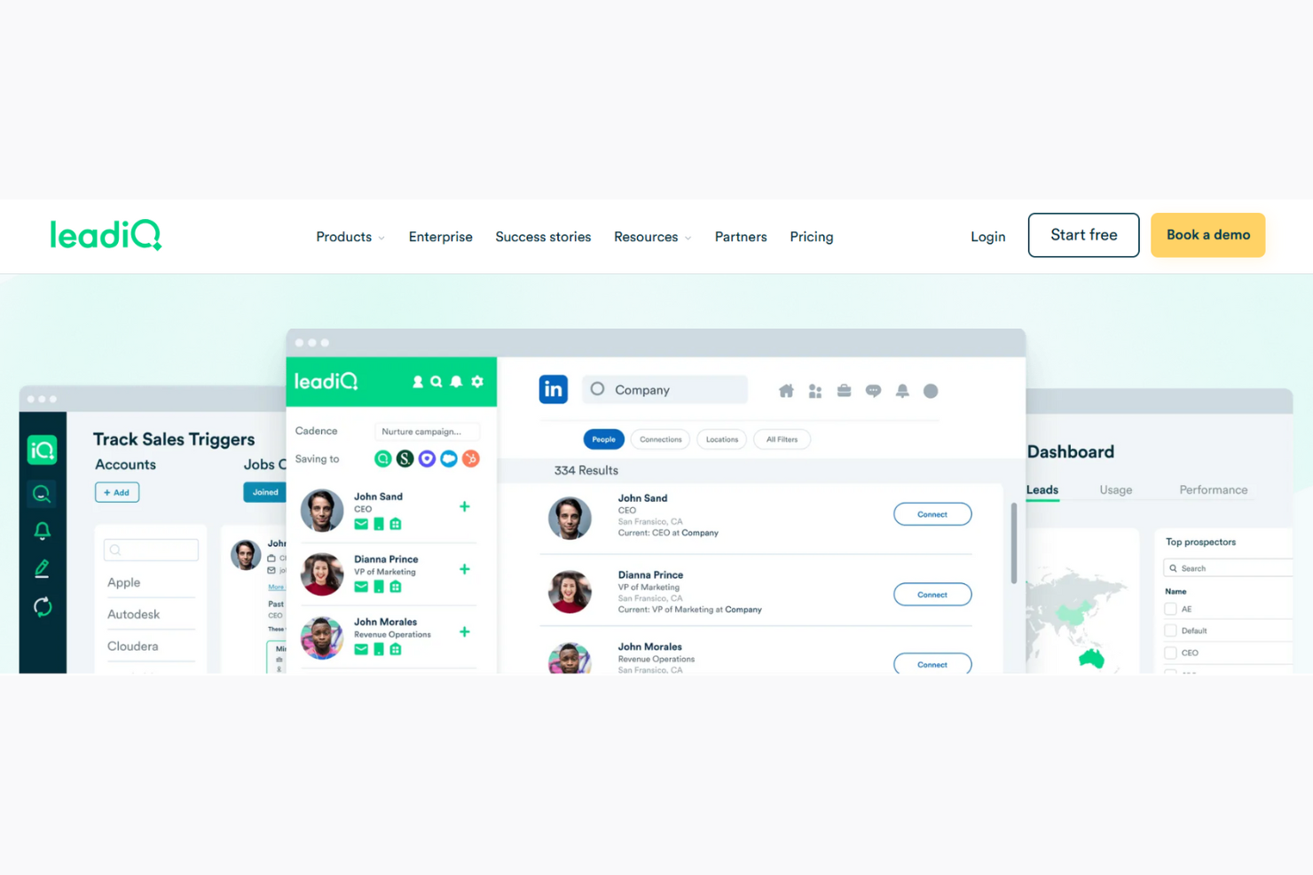 LeadIQ screenshot - 10 mejores servicios de marketing por correo electrónico B2B analizados en 2026