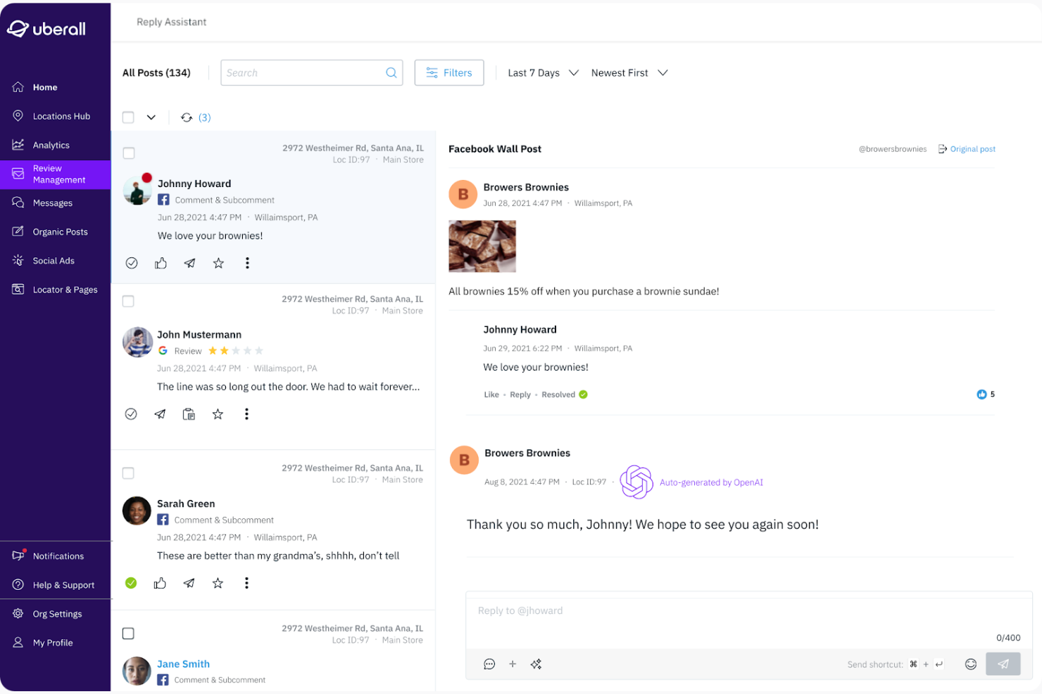 Uberall screenshot - 10 Mejores Herramientas de Gestión de Reputación para Pequeñas Empresas en 2026