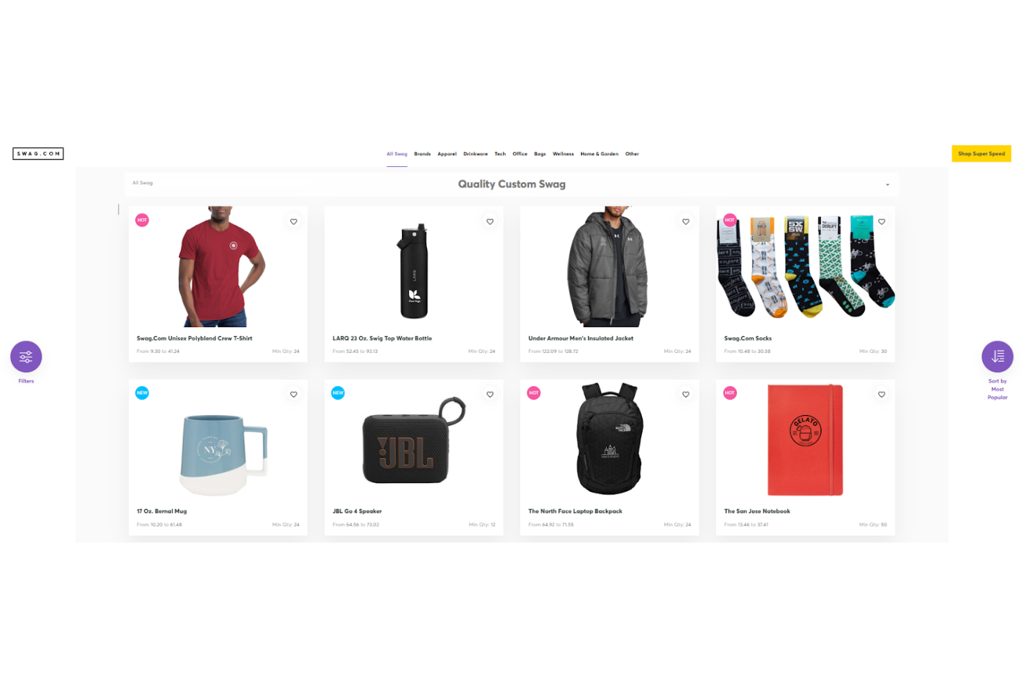 Swag.com screenshot - 14 Migliori Software per la Gestione di Prodotti Promozionali per il 2026