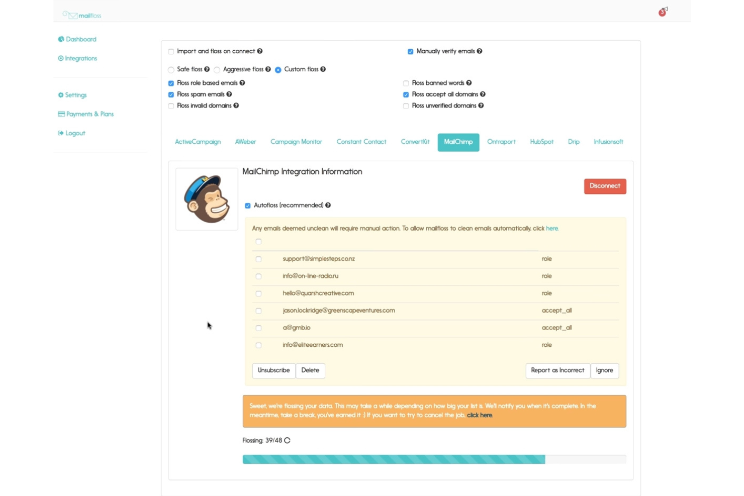 mailfloss screenshot - I 10 migliori software per testare le email recensiti nel 2026