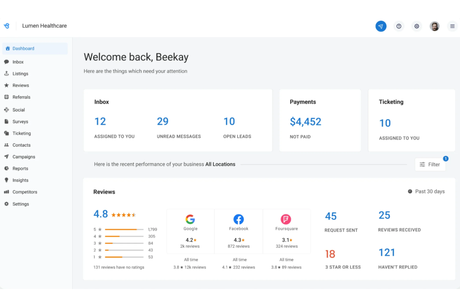 Birdeye screenshot - 10 Mejores Herramientas de Gestión de Reputación Para Pequeñas Empresas 2026