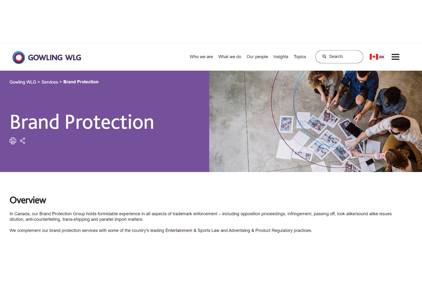Gowling WLG screenshot - 10 mejores servicios de protección de marca revisados en 2026