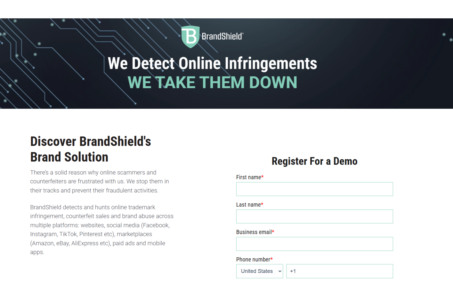 BrandShield screenshot - 10 mejores servicios de protección de marca revisados en 2026