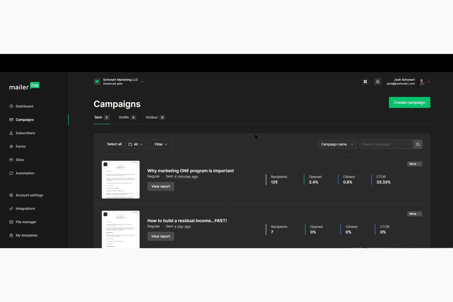 MailerLite screenshot - 10 Migliori Software di Drip Marketing Recensiti nel 2026