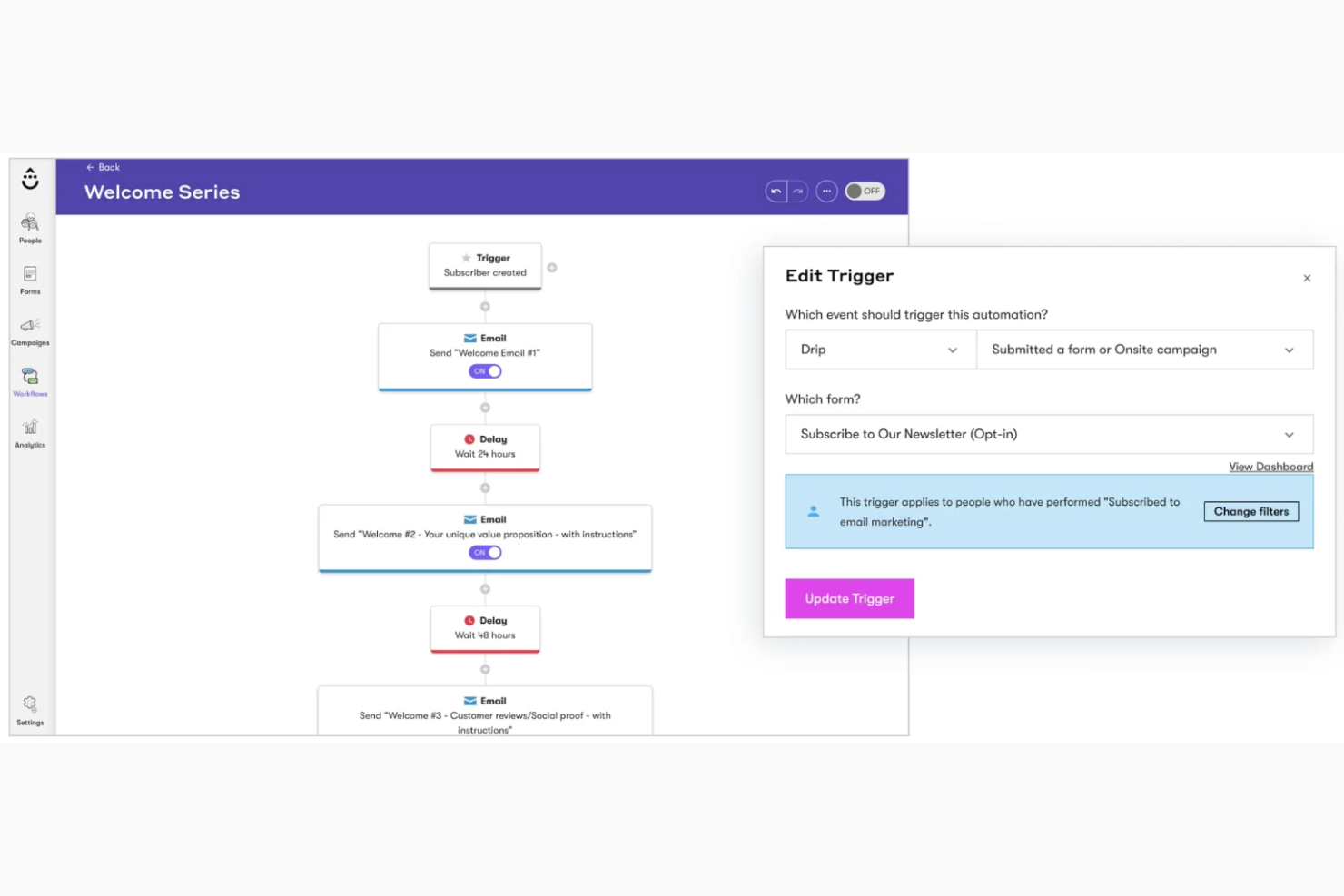Drip screenshot - 10 Migliori Software di Drip Marketing Recensiti nel 2026