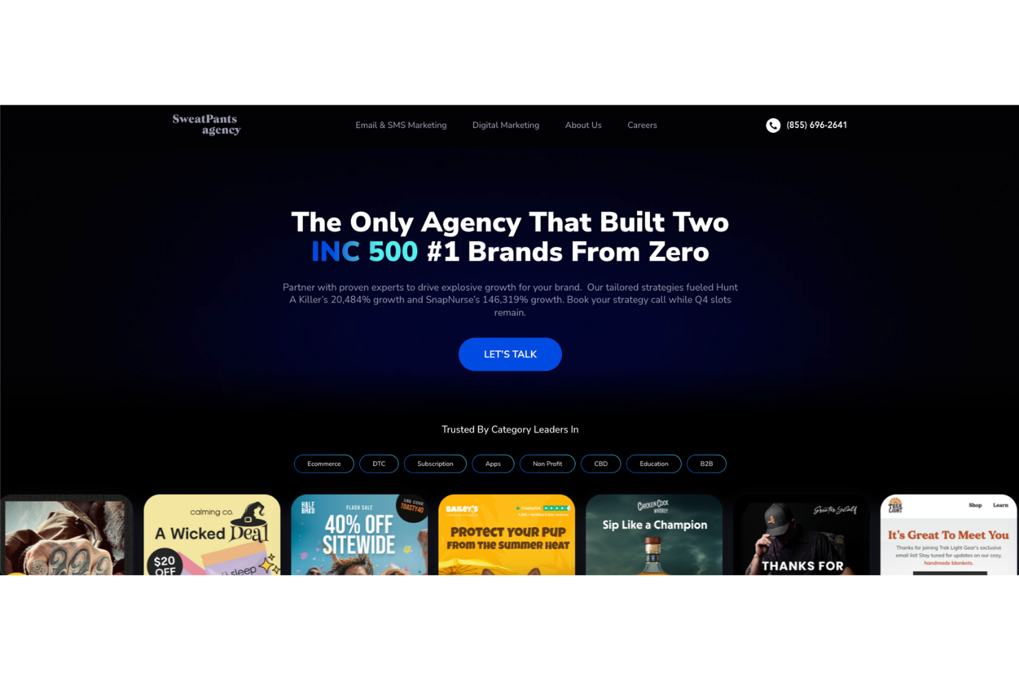 Sweatpants Agency screenshot - Las 10 Mejores Agencias de Marketing Digital Evaluadas en 2026