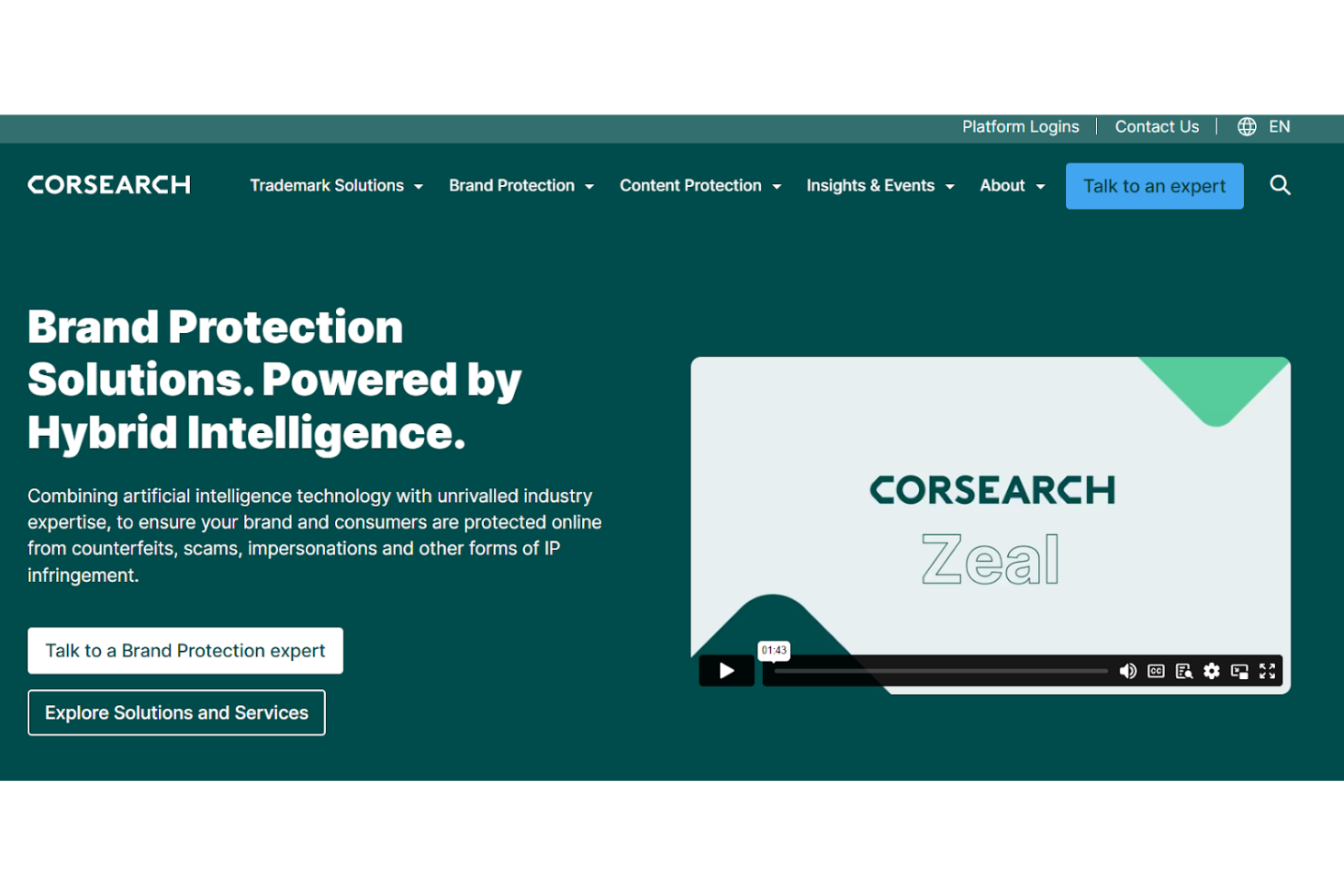Corsearch screenshot - 10 mejores servicios de protección de marca revisados en 2026