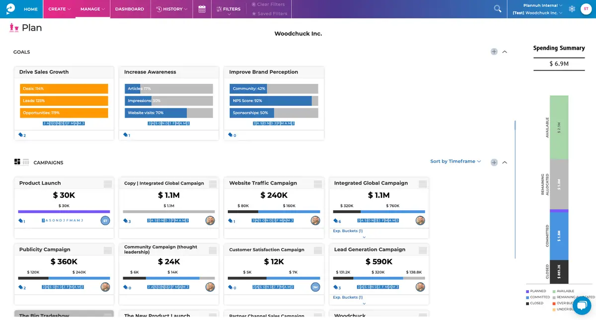 Planful screenshot - 10 migliori software per la gestione delle prestazioni di marketing nel 2026