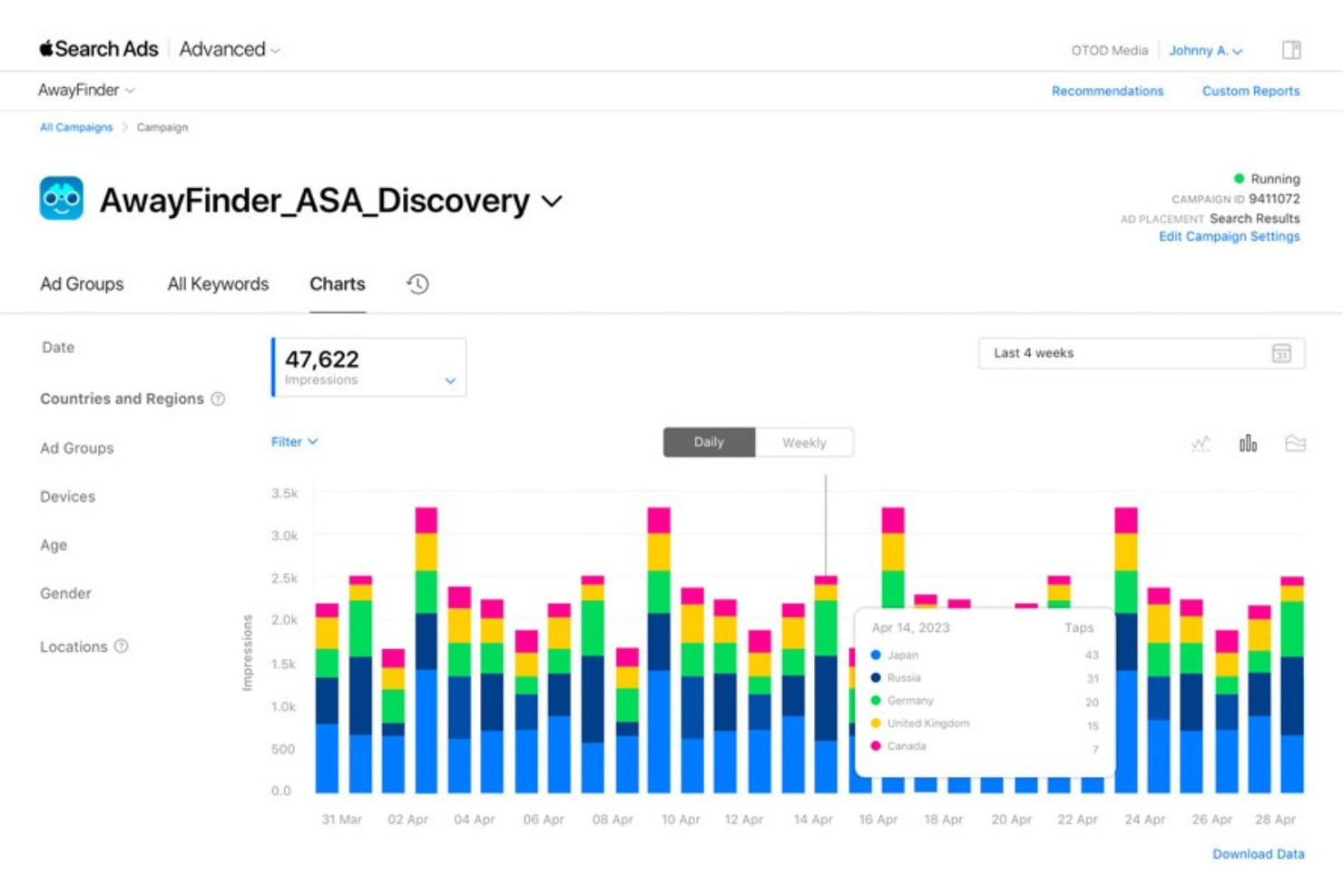 Apple Search Ads screenshot - Le 10 migliori alternative a Google Ads recensite nel 2026