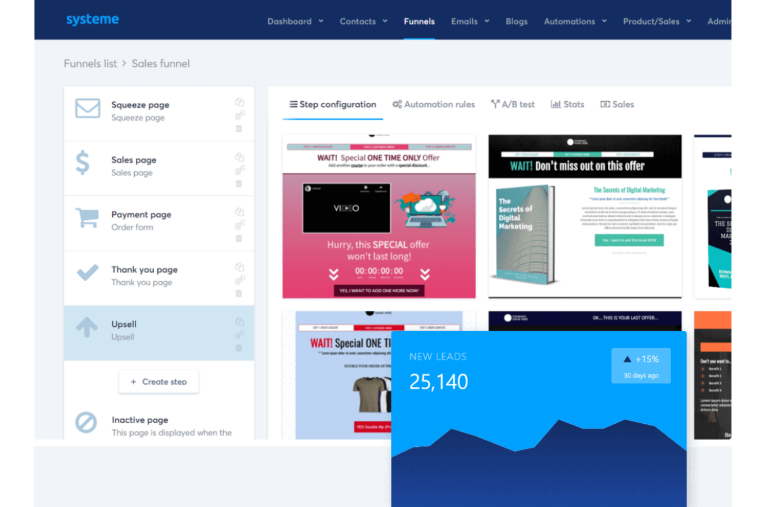 Systeme.io screenshot - 10 Mejores Software de Embudos de Marketing Analizados en 2026
