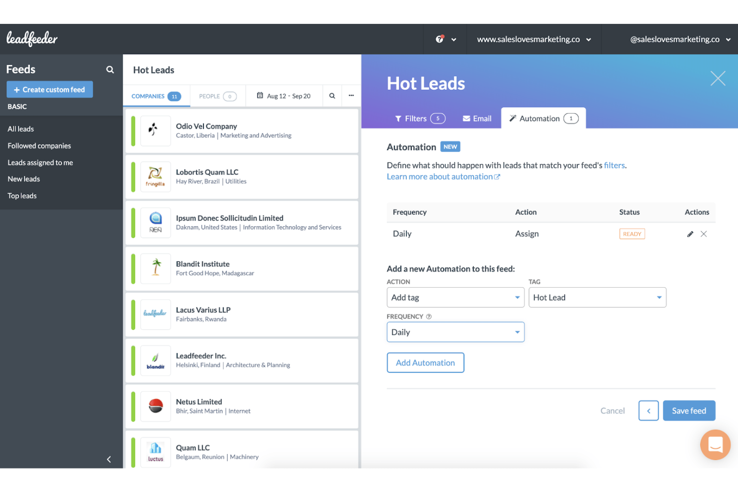 Leadfeeder screenshot - 10 Mejores alternativas a Google Analytics revisadas en 2026