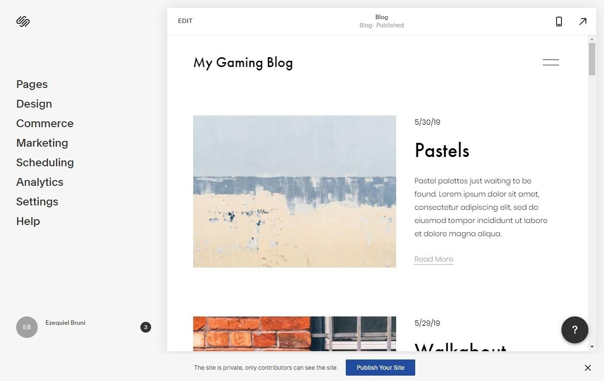Squarespace screenshot - 10 mejores creadores de sitios web con arrastrar y soltar revisados en 2026