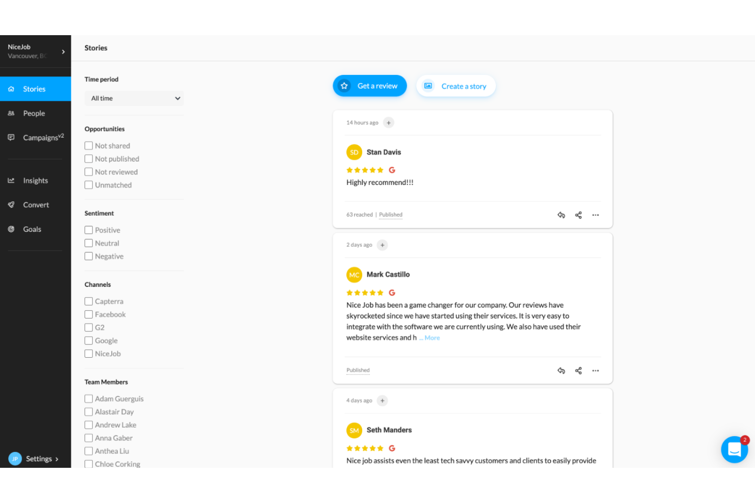 NiceJob screenshot - 10 migliori alternative a Birdeye recensite nel 2026