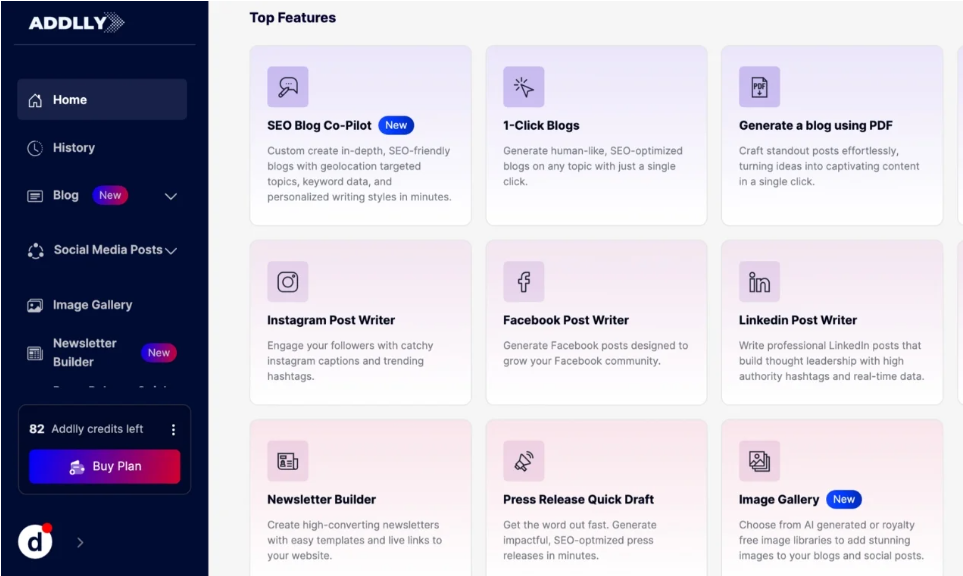 Addlly.ai screenshot - 10 migliori strumenti AI per la scrittura di annunci Google Ads recensiti nel 2026