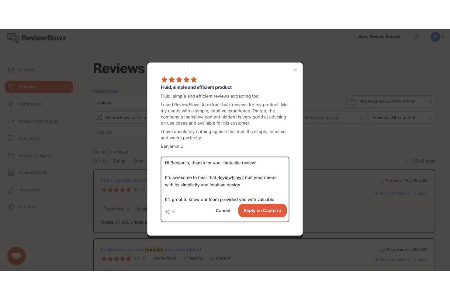 ReviewFlowz screenshot - 10 migliori alternative a Birdeye recensite nel 2026