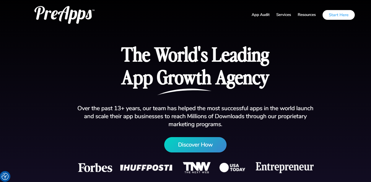 PreApps screenshot - 10 mejores servicios de marketing de aplicaciones analizados en 2026