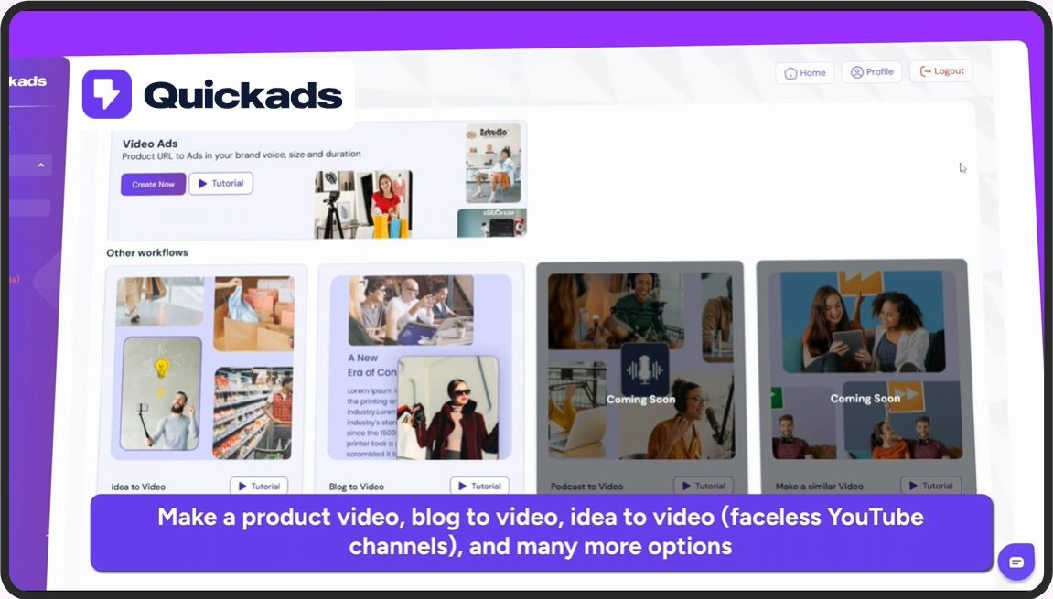 Quickads.ai screenshot - 10 migliori strumenti AI per la scrittura di annunci Google Ads recensiti nel 2026