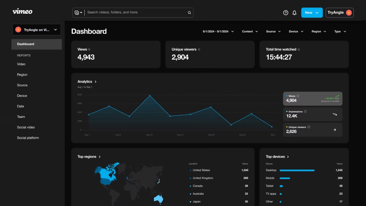 Vimeo screenshot - I 10 migliori software per il marketing video recensiti nel 2026